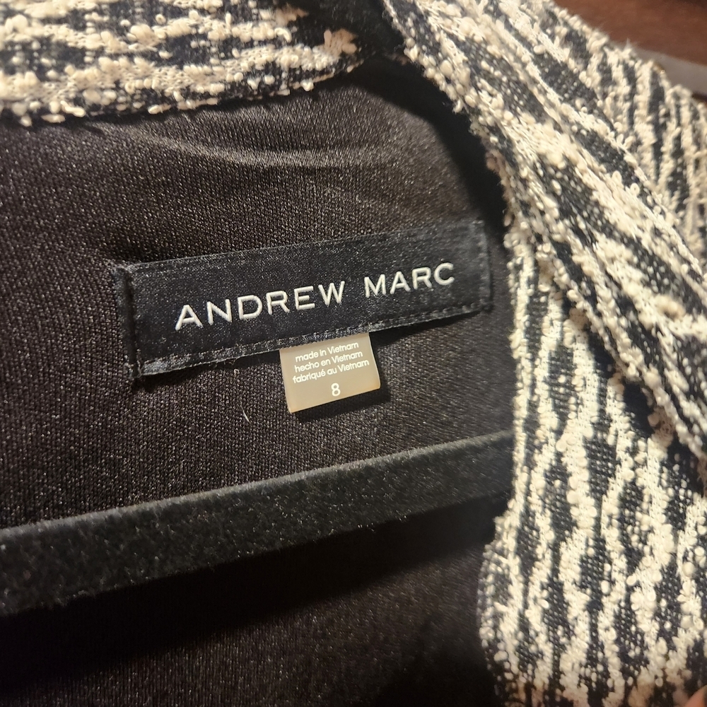 Andrew Marc Black and White Patterned Midi Dress - Picture 2 of 4